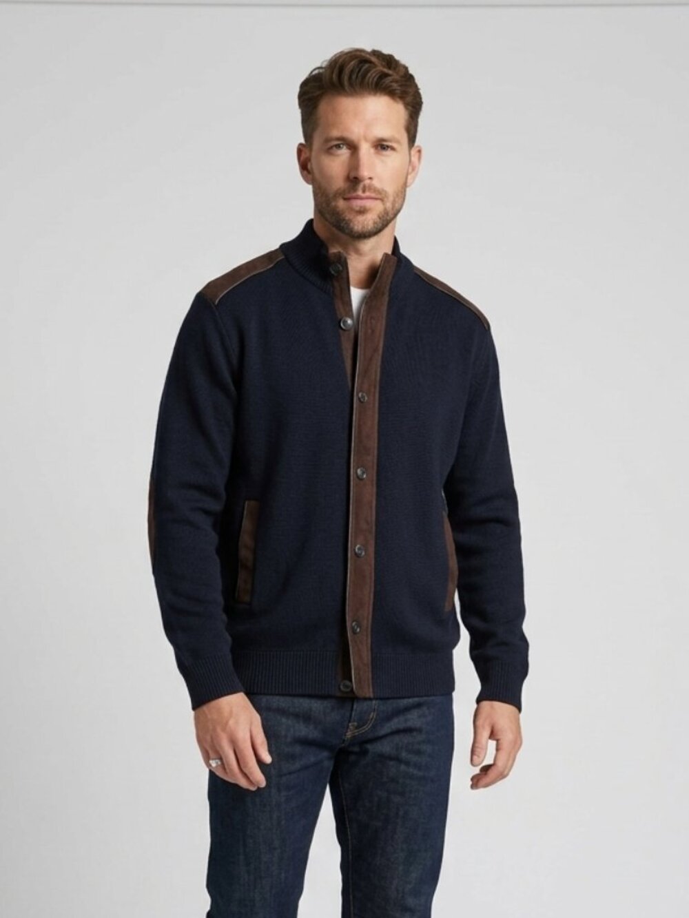 Bullock & Jones Merino Wool Blend Full-Zip Cardigan Jacket - Size XL